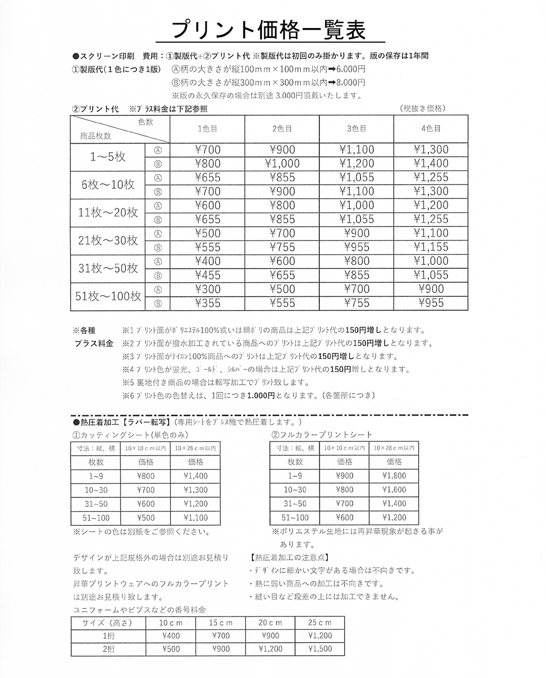 プリント価格